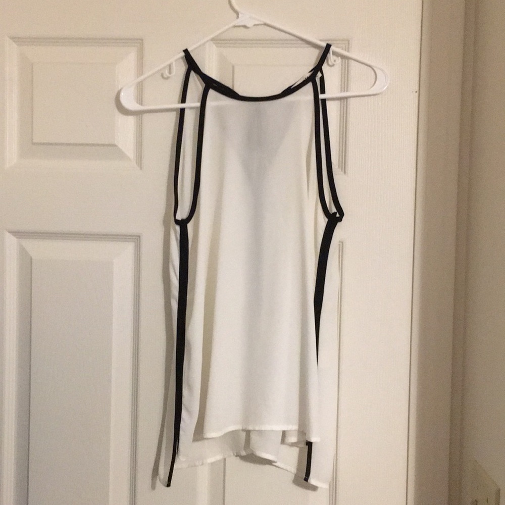 Sheer White and Black Sleeveless Shirt
